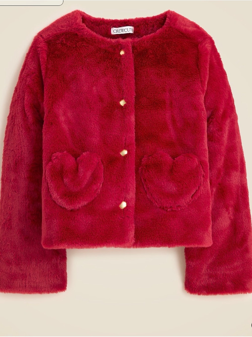 Crewcuts Plush Heart-Pocket Jacket in Red